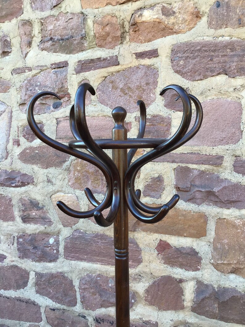 Vintage standup coat rack 1950 french curved wood coat rack Etsy