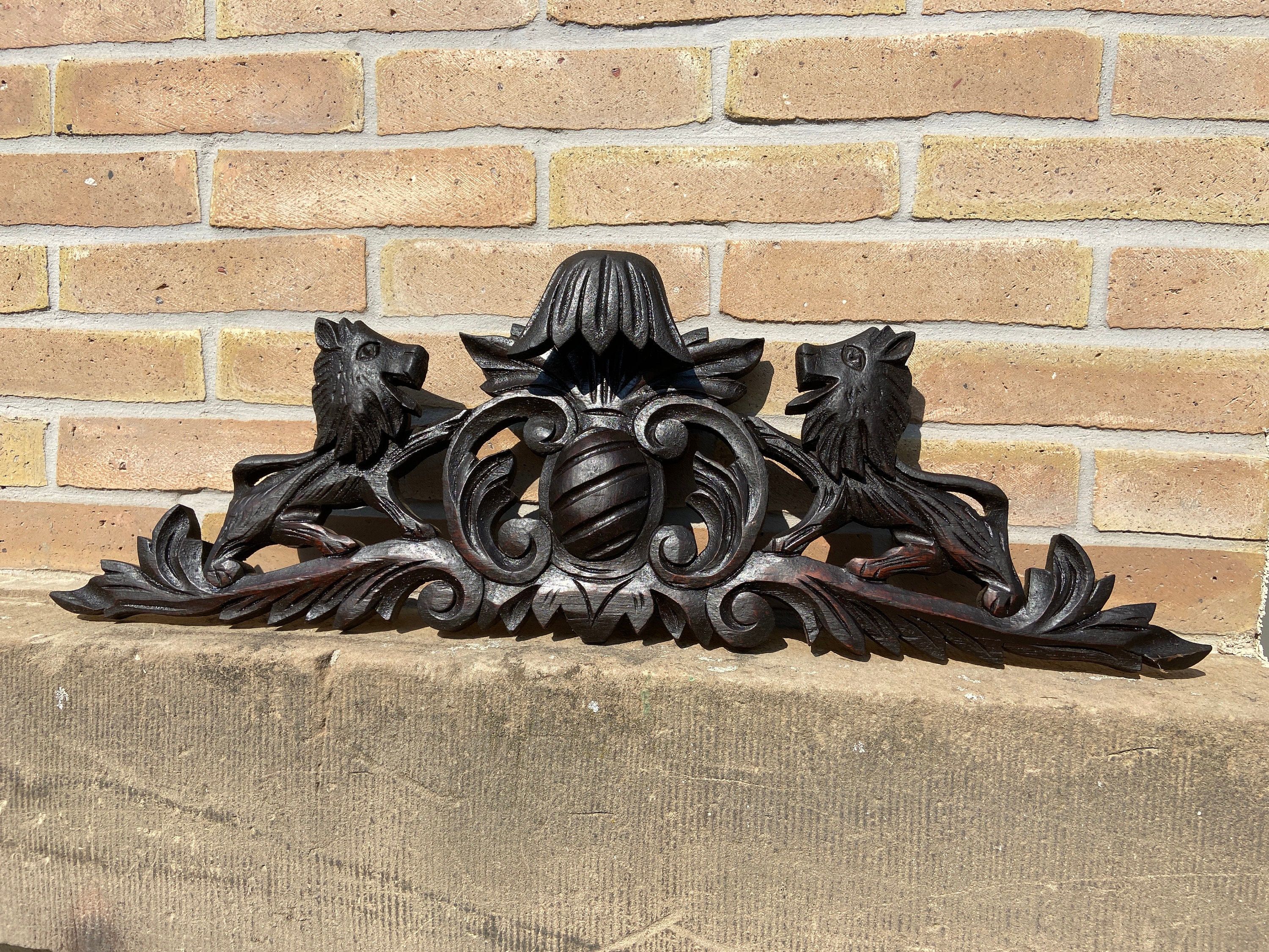 Decorative Antique Victorian Ornate French Country Door Pediment