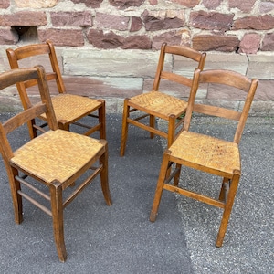 4 chairs brasserie restaurant bistro 1930 Alsace French wood bistro chairs No bentwood rattan
