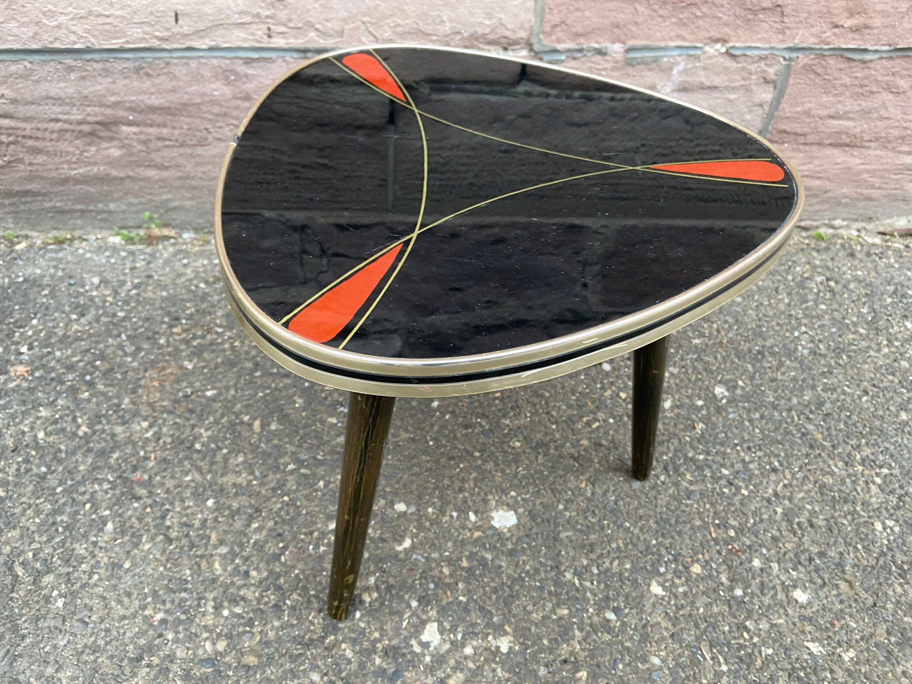 Table Basse Cocktail 1960 Française Vintage Design Piétement Tripode Scandinave