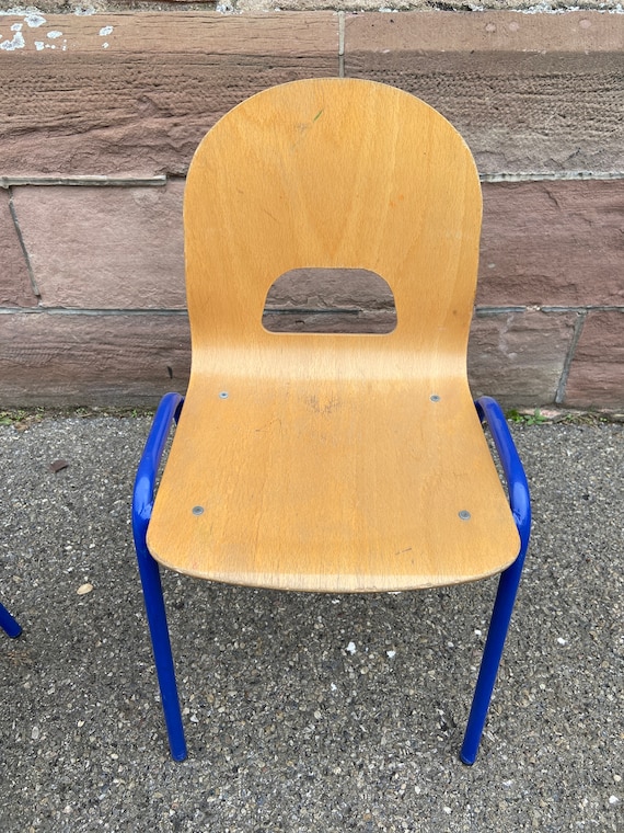ref 102 Vintage school children s chair 1970 French wood baby school chair