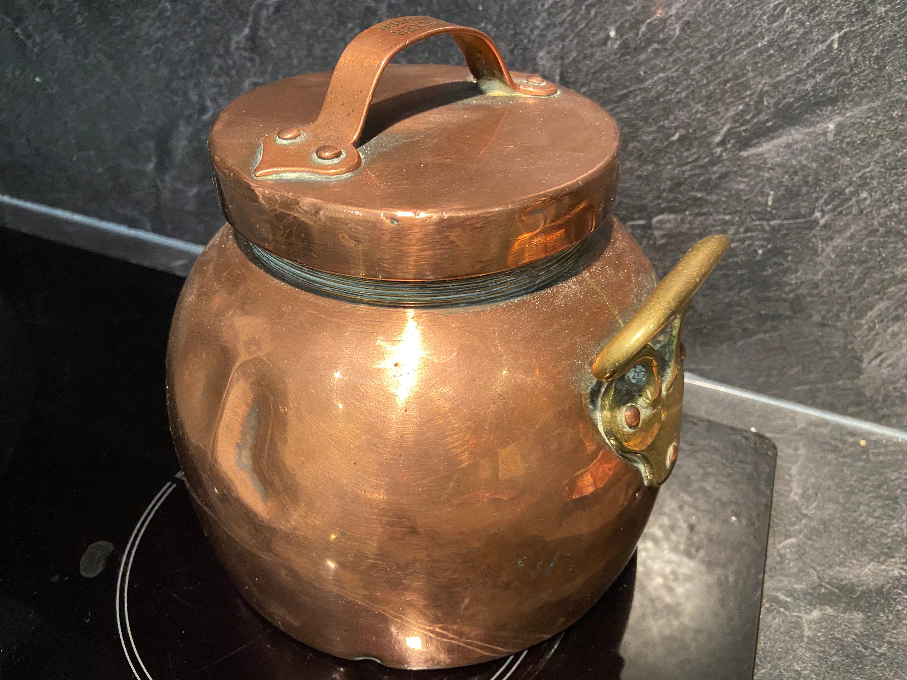 Vintage French Copper Bouilloire en Cuivre 1850 Siècle Théière Bouillloire Xviiième