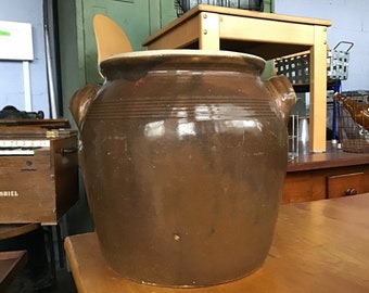 Antique Confit Pot Francois Glazed Terracotta Pottery Stoney Stoneware Confit Pot Farmhouse Confit Jar - Antique Pottery Crock - French Country