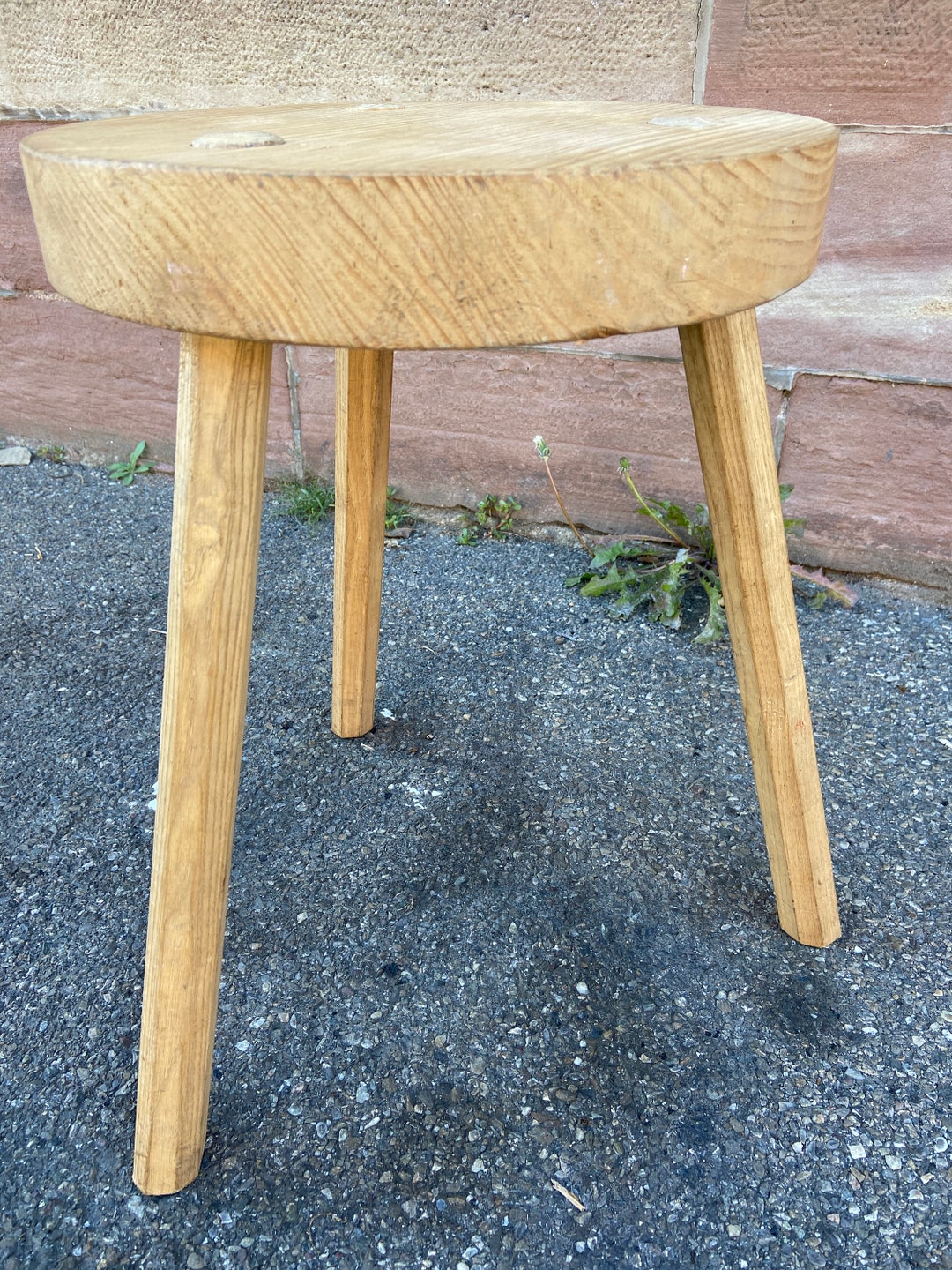 French Wooden Stool Milking Stool, Alsatian Peasant Art 1950 in Vintage ...