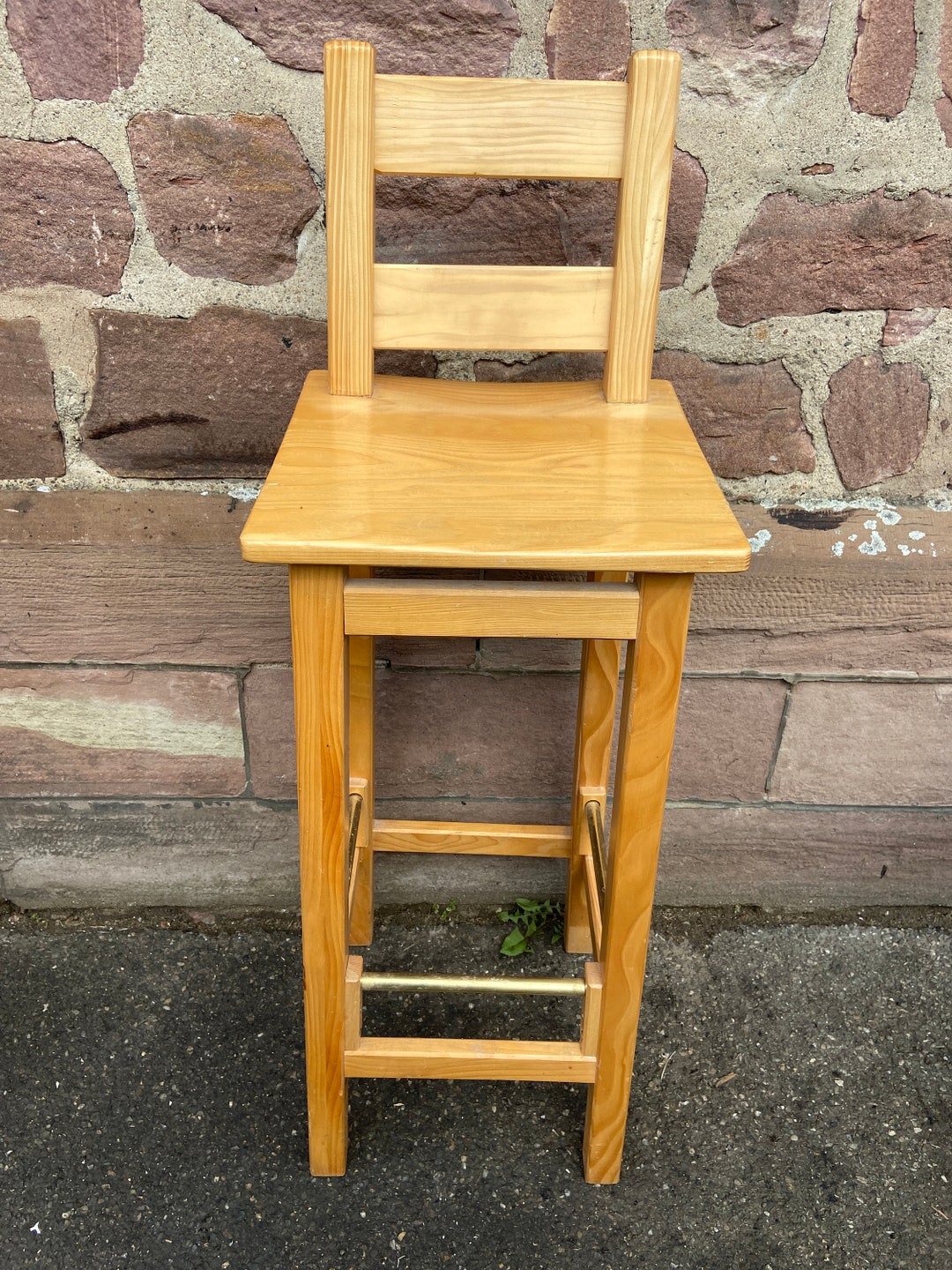 2 Scandinavian Pine Wood Bar Stools 1980 Bentwood Stool Etsy