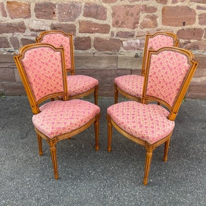 Set di 4 eleganti sedie francesi in stile Luigi XVI vintage 1960 rococò Provence sedie imbottite