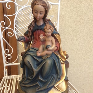 Madonna virgin Virgin Maria Marie hand carved wood austria vintage