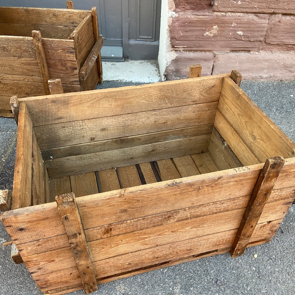 Grande Caisse vintage de Transport déménagement en bois  Sapin brut 1950-60