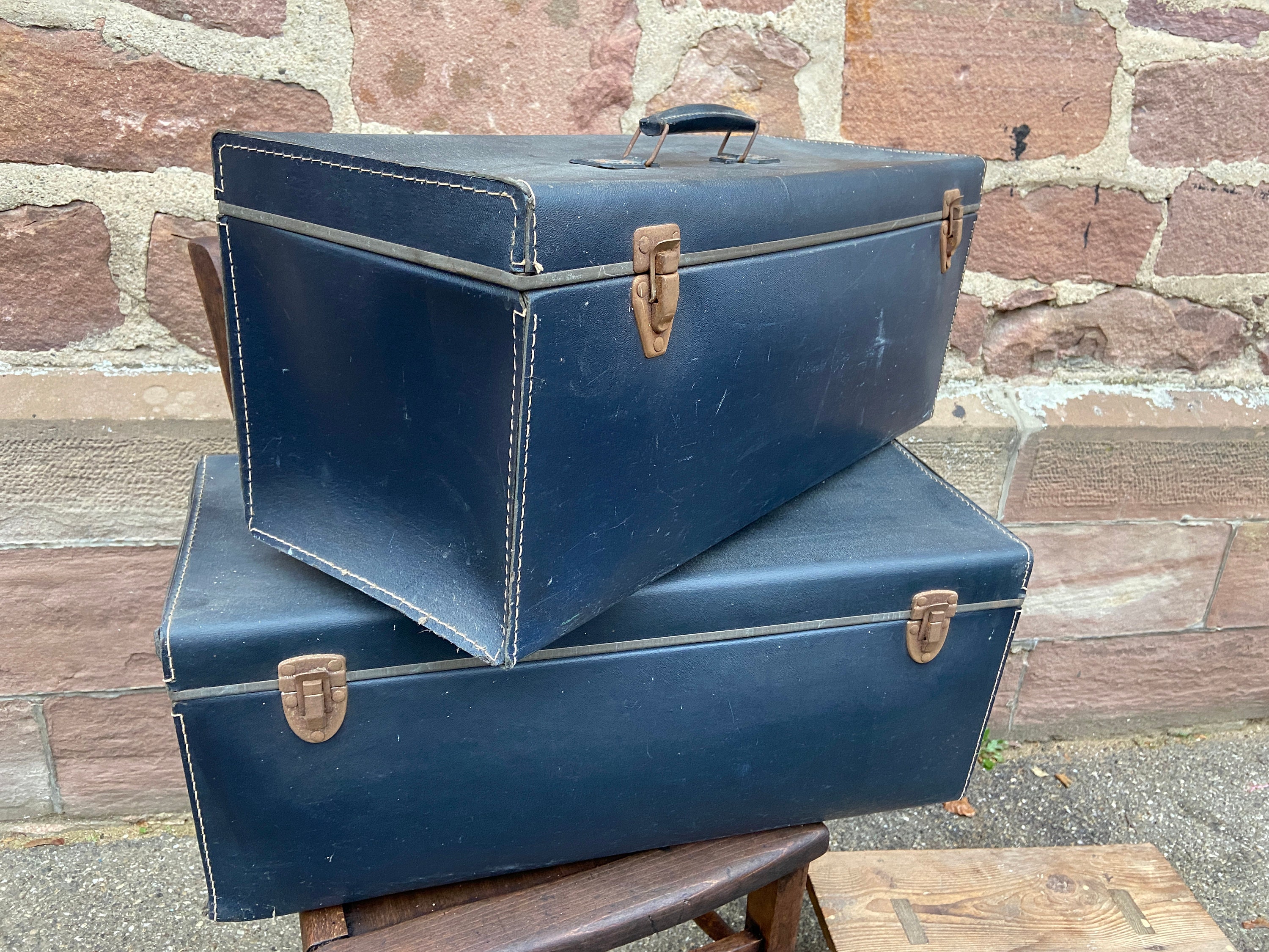 Set de 2 Valises Bagages Vintage 50S French Luggage Suitcase Set Of 2