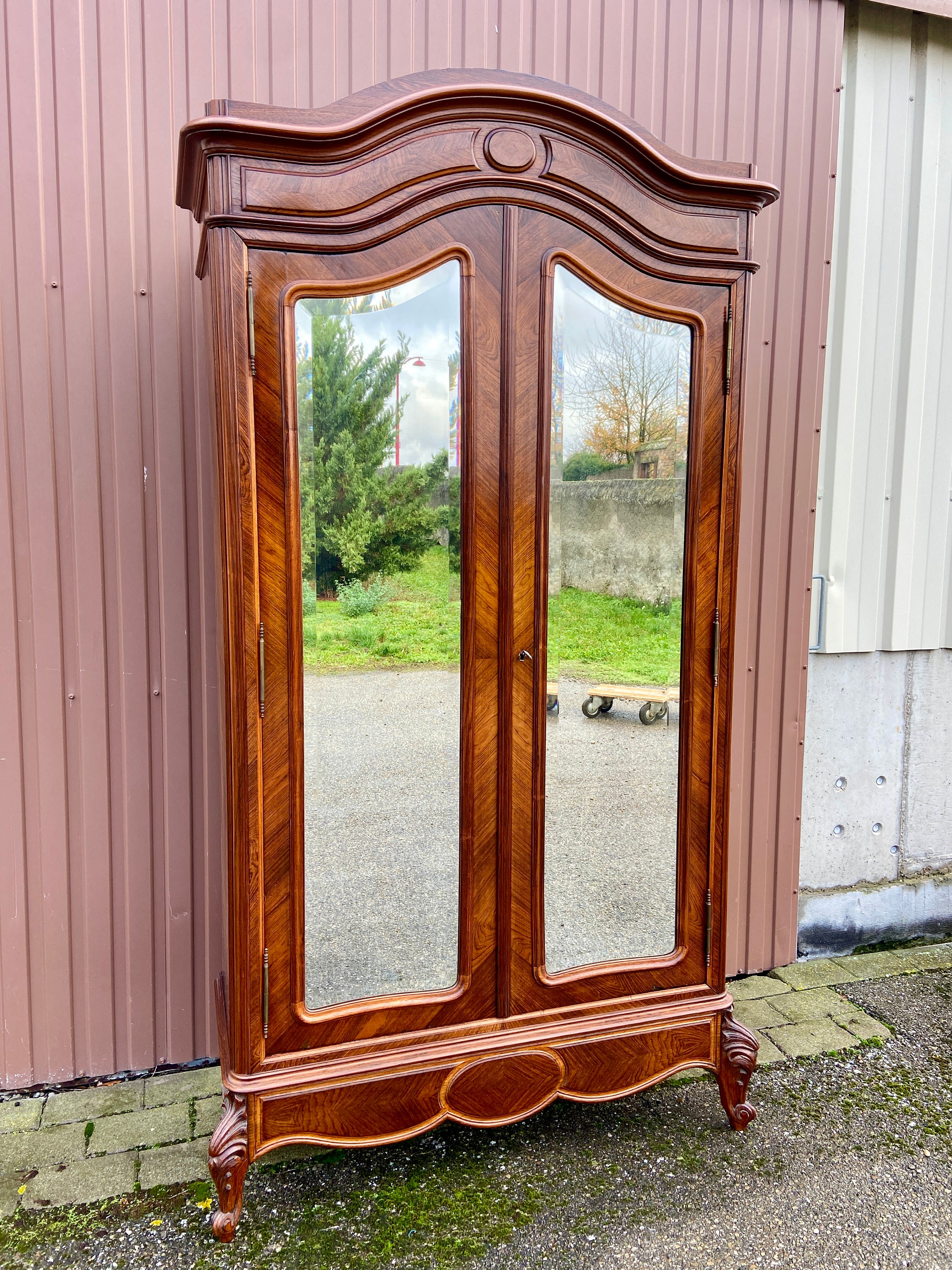 Grande Armoire Parisienne Style Louis Philippe Rétro 1890-1900 Vintage French Mirrored Wardrobe