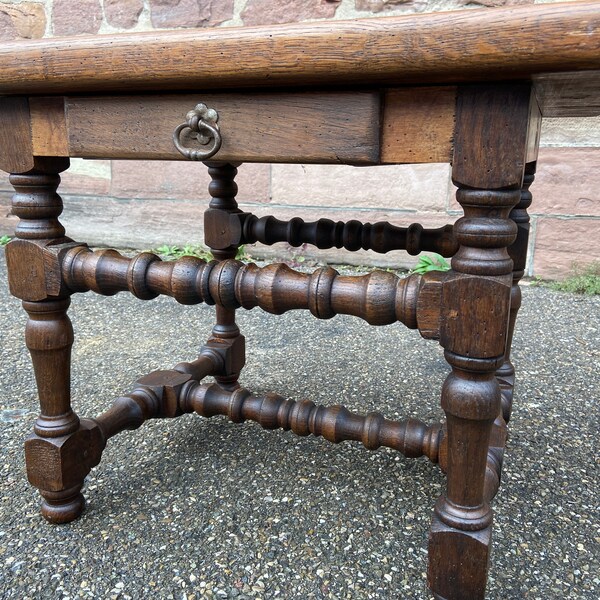 Vintage French Louis XIII style barley twist oak Coffee Table, coffee table