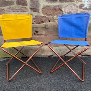 Pair of Vintage Folding Camping Stool Seats from the 60s/70s Space Age LAMA French Folding Movie Cinema Chair