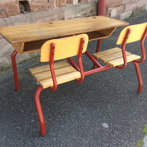 pupitre Bureau d&#39;écolier banc vintage industrial style school desk french