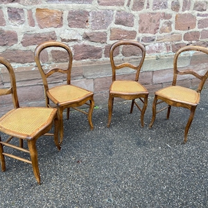 set of 4 Alsatian chairs Louis Philippe XIXth vintage French flesh