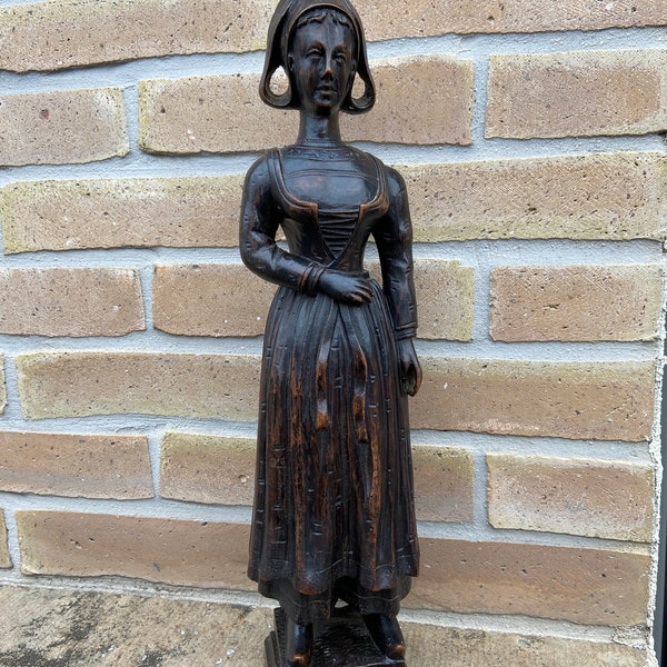 belle statue française art populaire breton en bois 1900s Bretagne