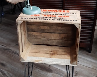 side table - Bedside cabinet - industrial nightstand hairping legs crate box