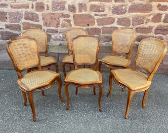 Set of 6 French chairs Louis XV style vintage 1980 rococo Provence