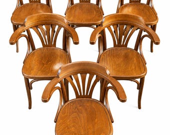 Set of 6 Vintage Thonet No 13 Bentwood Chairs With Armrests - Etsy