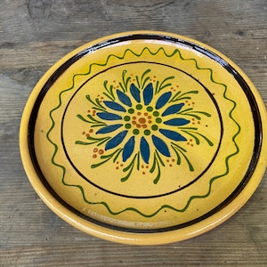 Vintage französische Keramik Schüssel Elsass Frankreich Yelloware Soufflenheim Volkskunst XX. Kuchenform Kuchenform