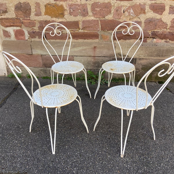 4 chaises jardin fer forgé French bistrot chairs Paris Terrasse jardin 1970s