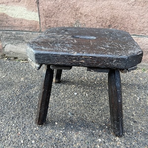 French farmer wooden stool vintage wooden farmhouse stool footstool rustical bohemian deco Alsace 1900s
