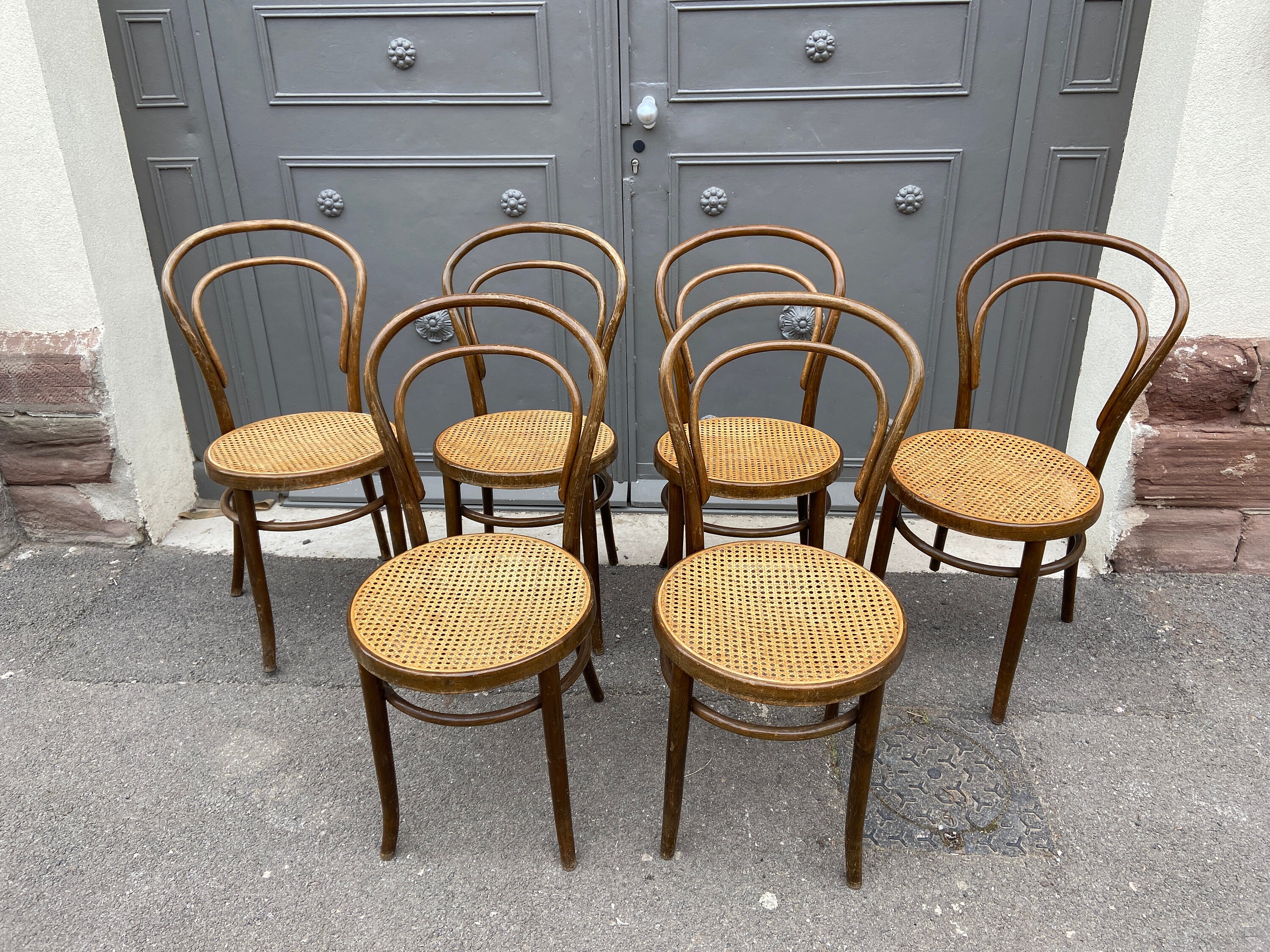 Ref 336 Suite de 6 Chaises Bistrot Style Thonet/Fischel Nr 18 Bois Courbé Bugholzstuhl Bistro Tuna C