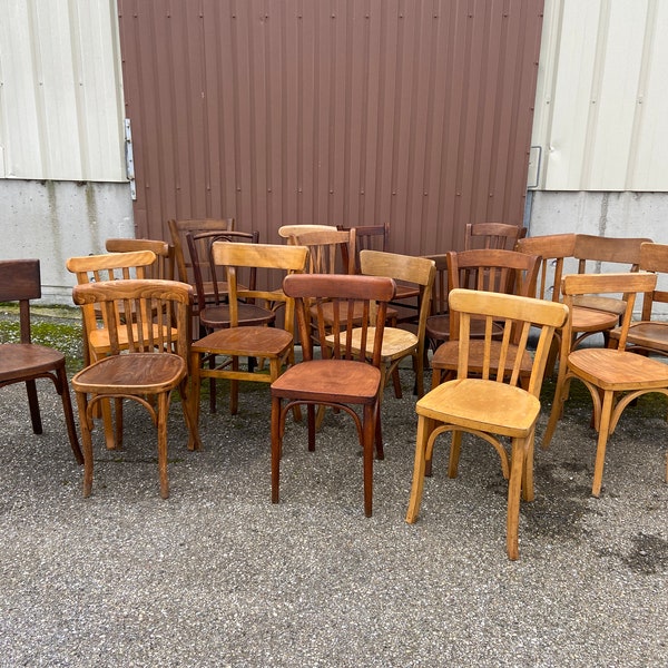Set of 20 mismatched bistro chairs French Restaurant THonet dismatch wood bistro bentwood chairs baumann