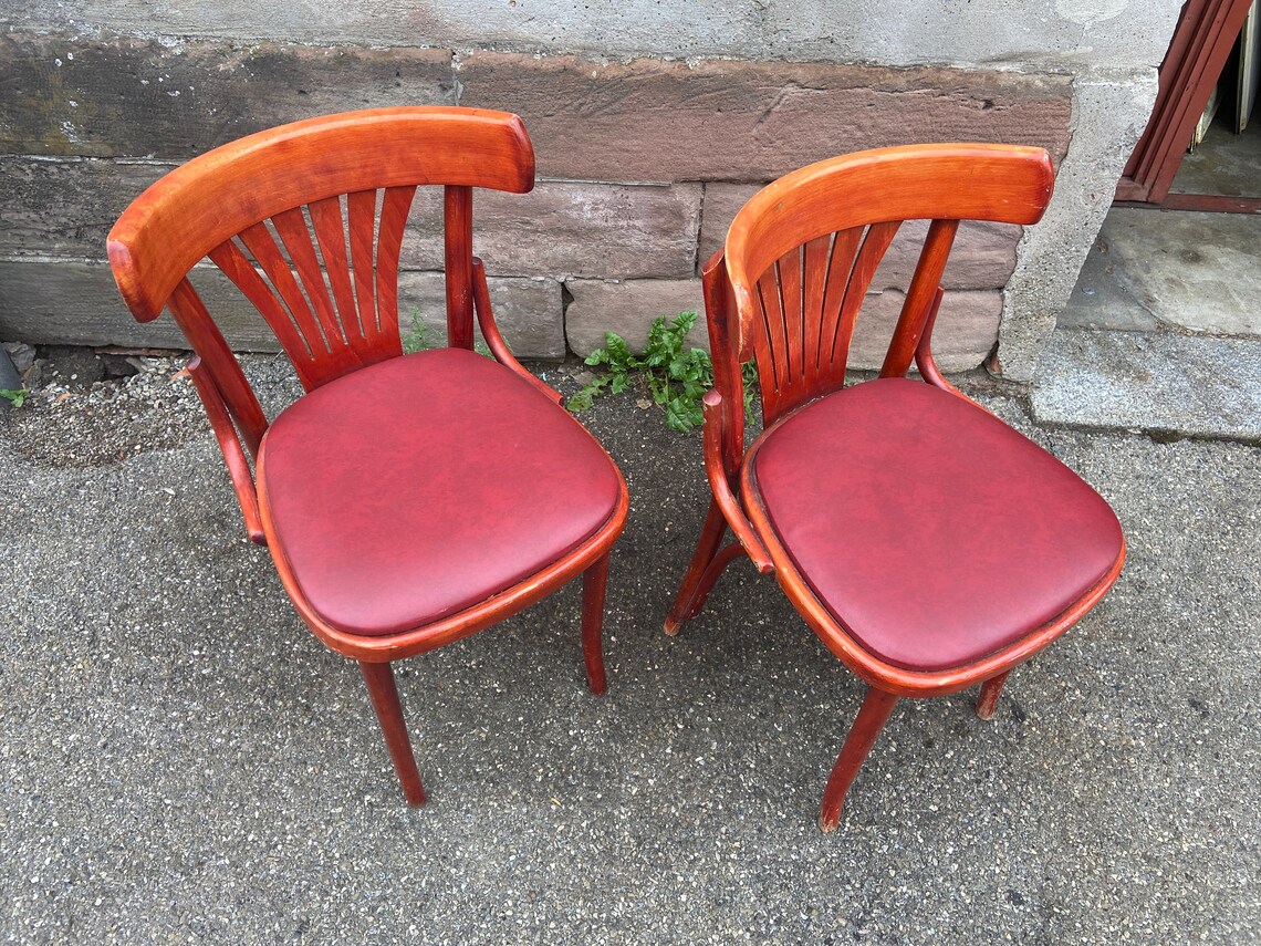 2 Chairs bistrot style Baumann imitation vintage leather 80s Etsy