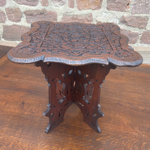 Vintage 1930s French rosewood Syrian bedside console, colonial style design