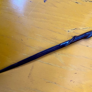 Vintage letter opener Macassar wooden paper cutter with snake decoration