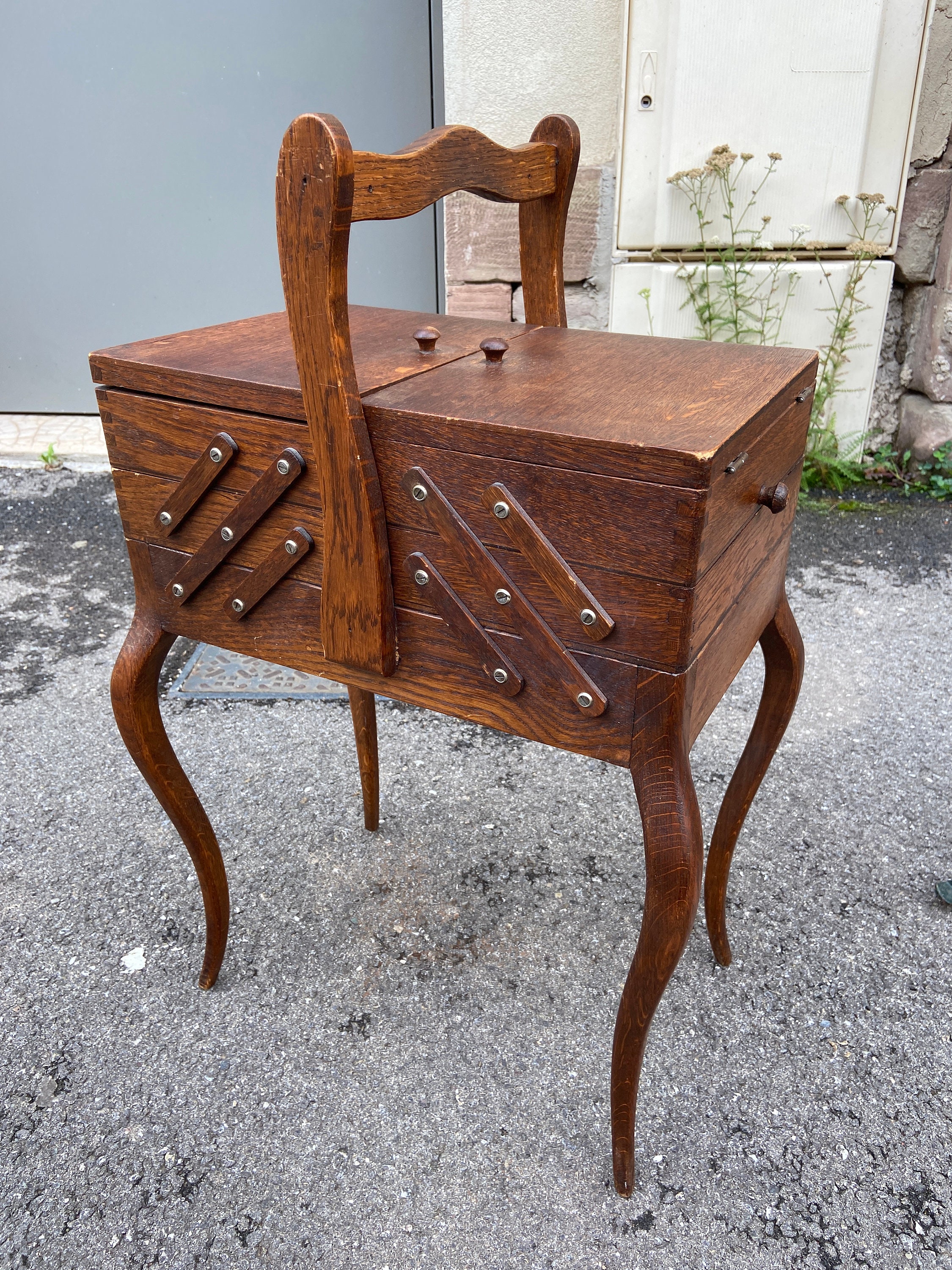 Réf 37 Travailleuse Art Deco Vintage Scandinave Boîte à Couture Sewing Box 1950