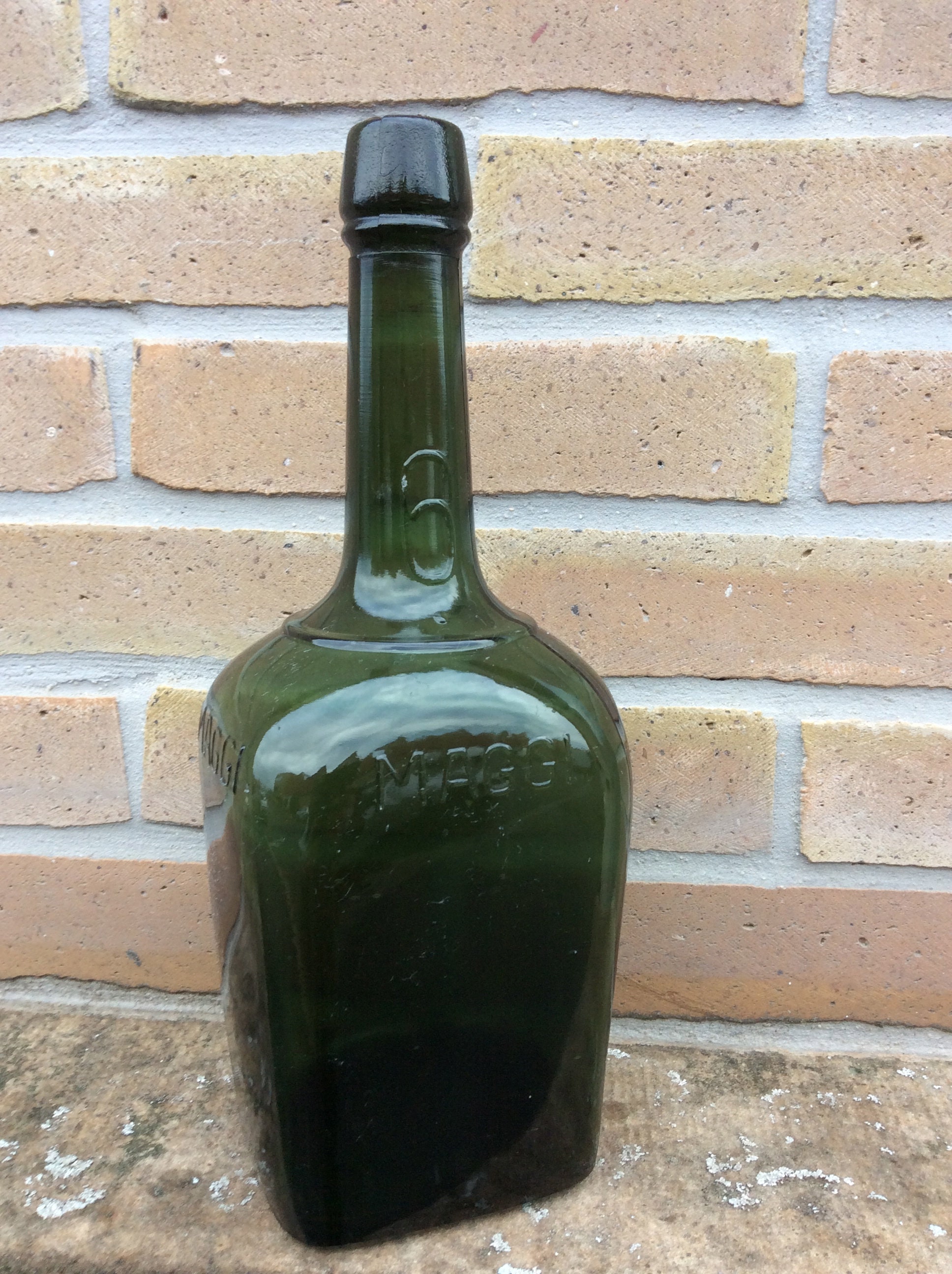 Rare Bouteille Publicitaire Verte Maggi Nr6 Publicité 1900 French Green Bottle Maggi Aroma