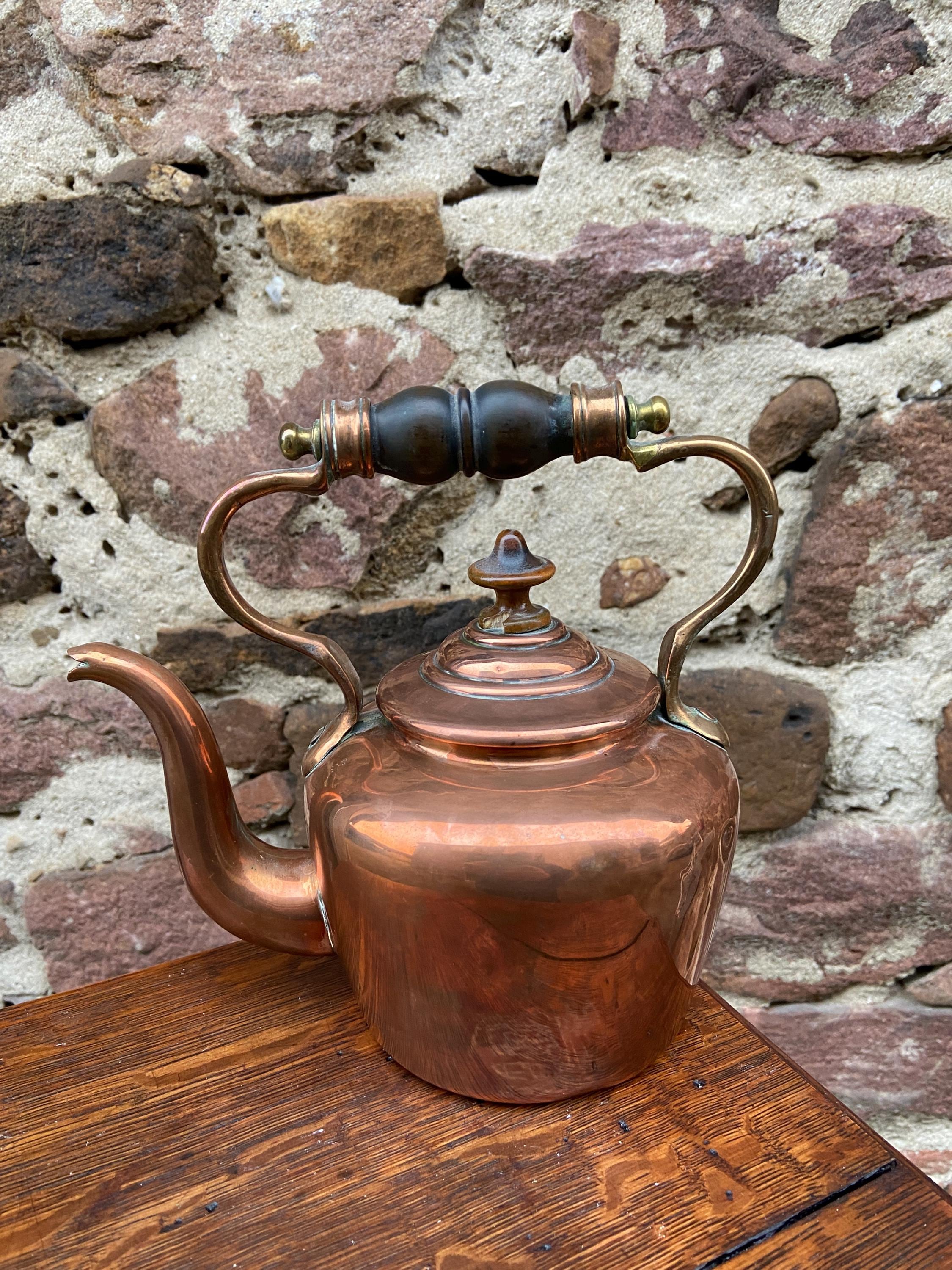 Vintage French Copper Bouilloire en cuivre 19ème siècle théière Bouillloire