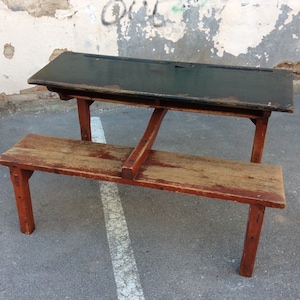 pupitre mid-century Bureau d&#39;écolier banc vintage industrial style school desk french