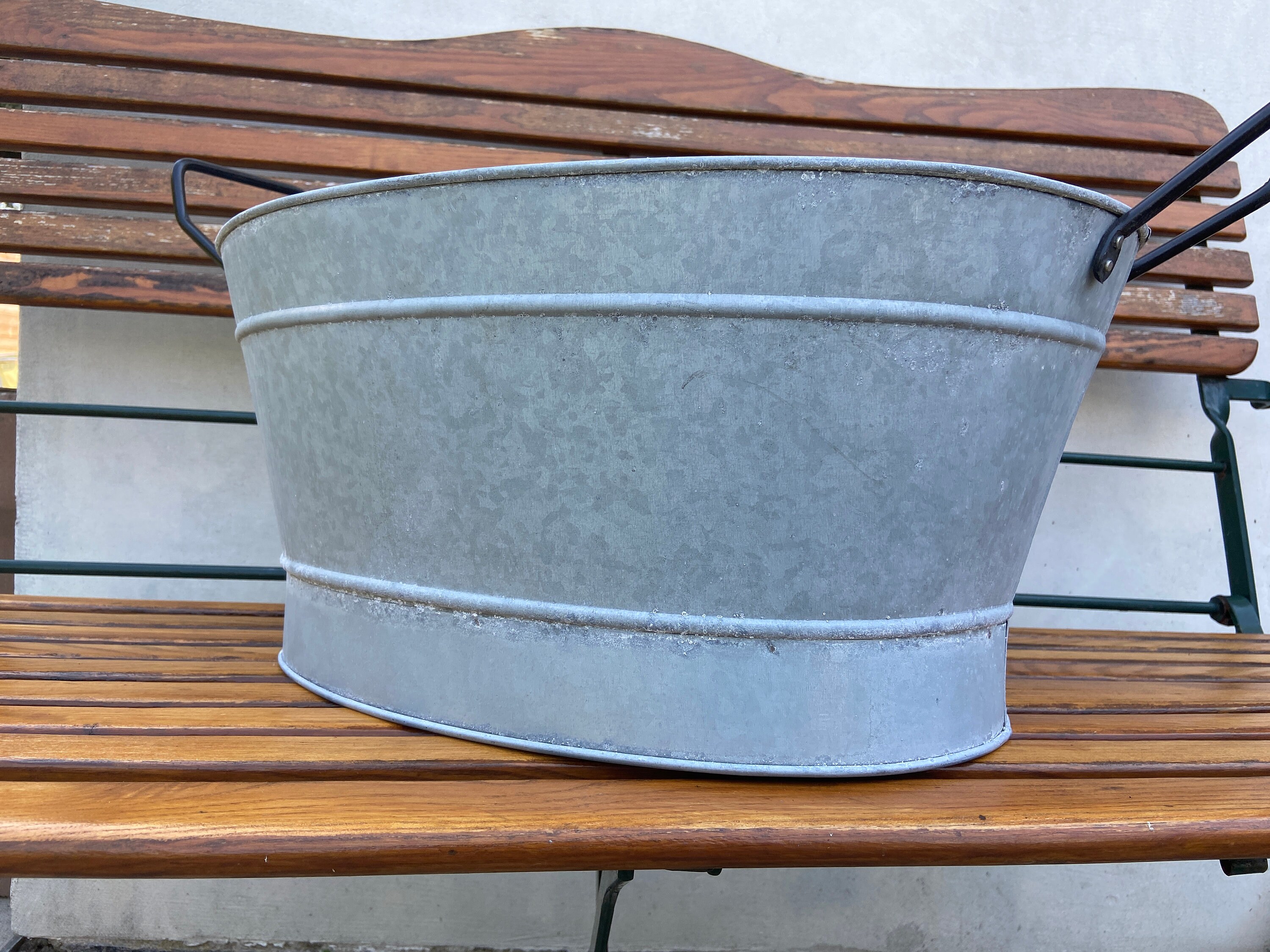 Bassine Lessiveuse Galvanisé Zinc Baignoire Vintage Bac à Fleurs