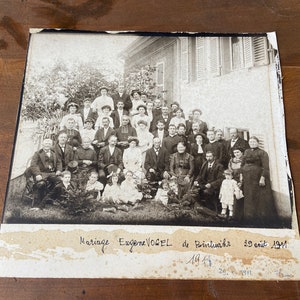 large Photo Art Nouveau 1911 German Alsace wedding Jugendstil frame Alsace Bischwihr Colmar family Vogel