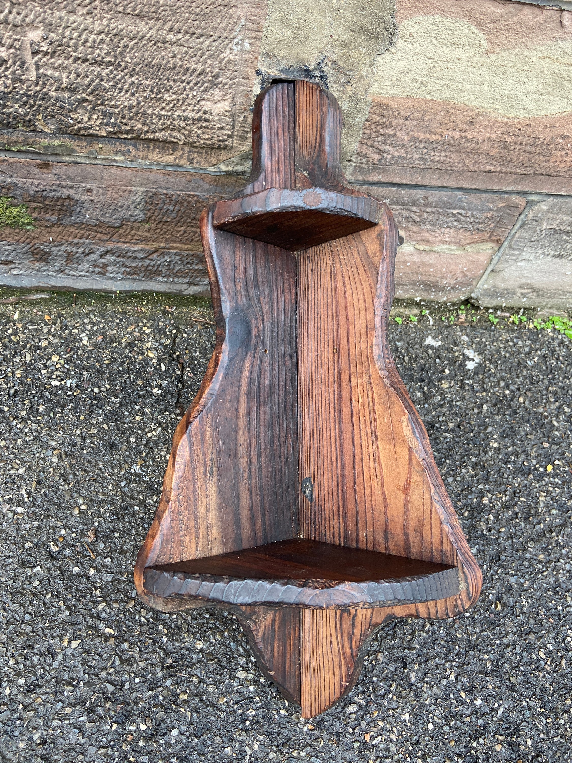 European Spanish Catalan Corner Wood Wall Shelf 1960S Étagère D'angle Bois