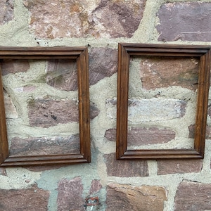 Paar Vintage Holz Eiche Art Deco Bilderrahmen Antiker französischer Elsass Kunstrahmen um 1950