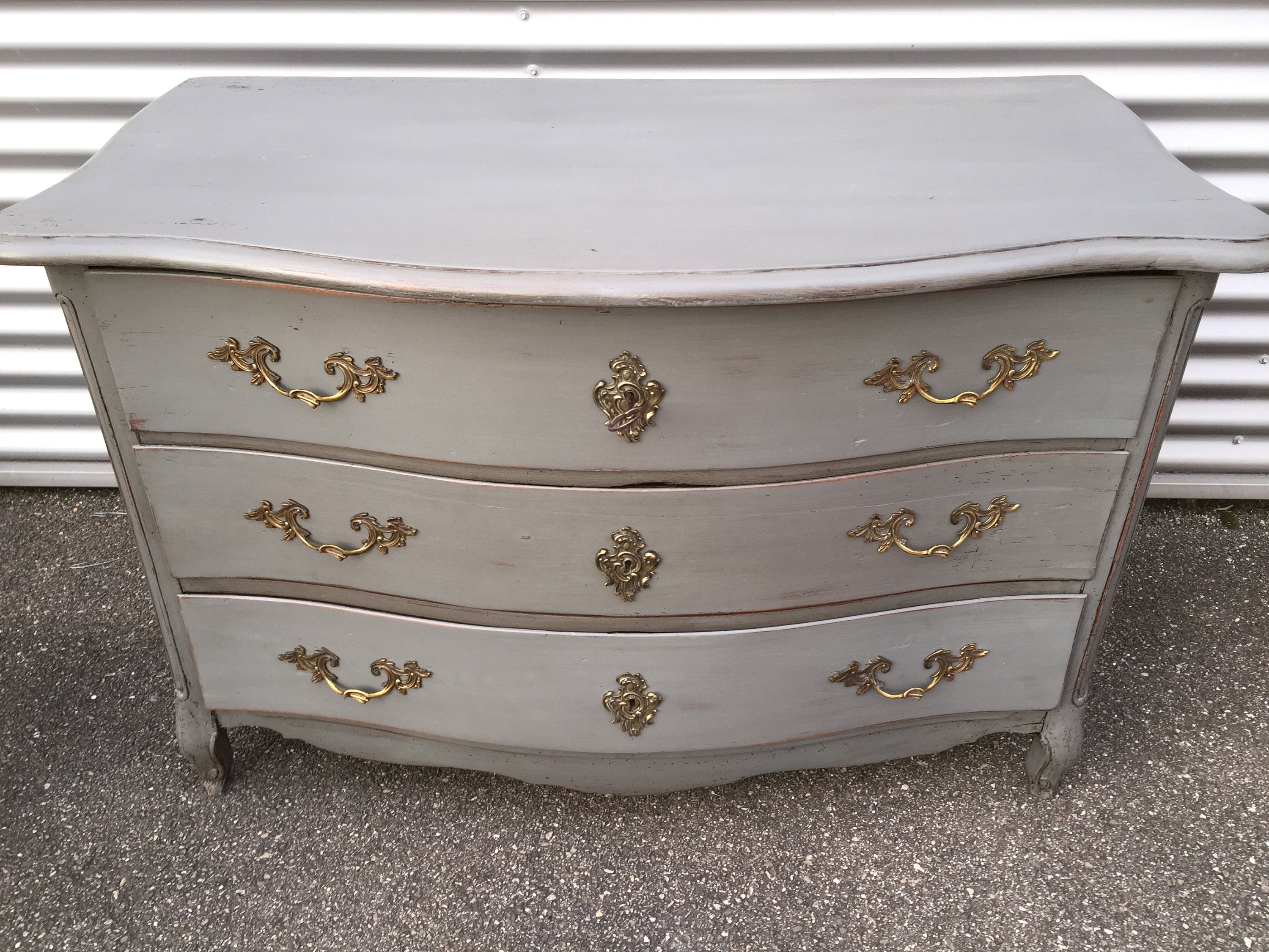 Commode Galbée Rococo Louis Xv Bombay Antique France Chest Drawers Shabby 1780S