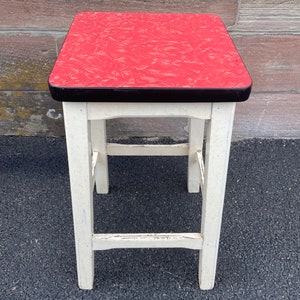 tabouret vintage bois & formica 1960 french Mid-century Stool