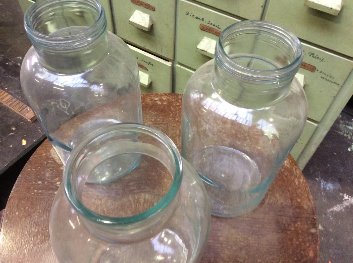 Large Vintage Glass Store Glass Pot 1960 Etsy