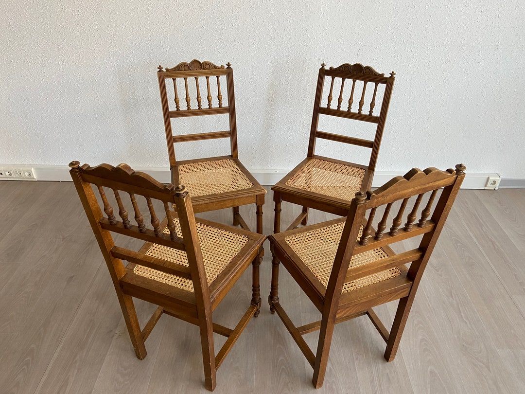Set of 4 Oak Henri II Renaissance French Carved Dining Chairs
