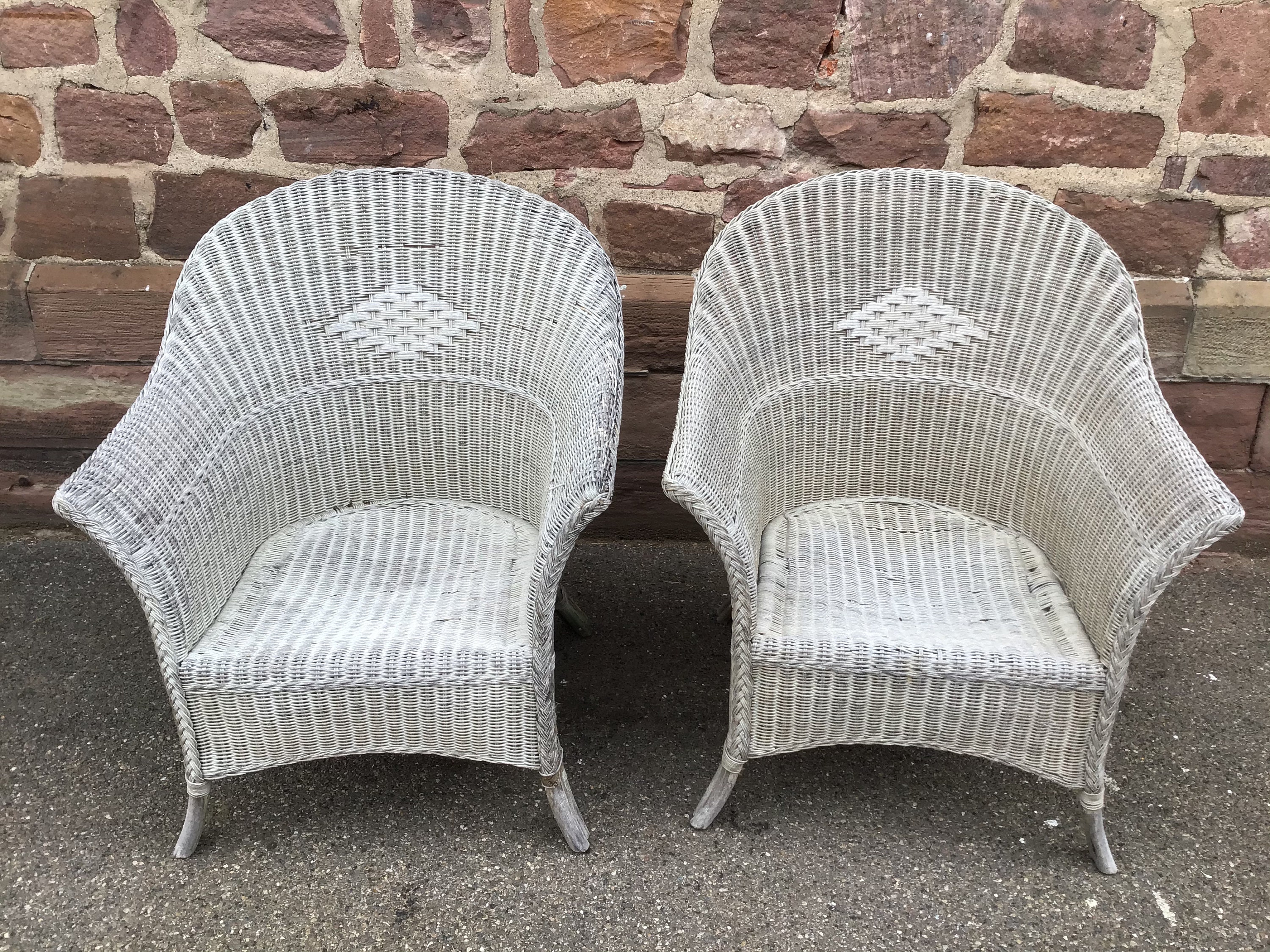 Etsy - Ambiancesboutique Gris 2 Fauteuils Vintage En Rotin É Des Années 60 French Adult Armchair Rattan Pair Patio Garden Chairs