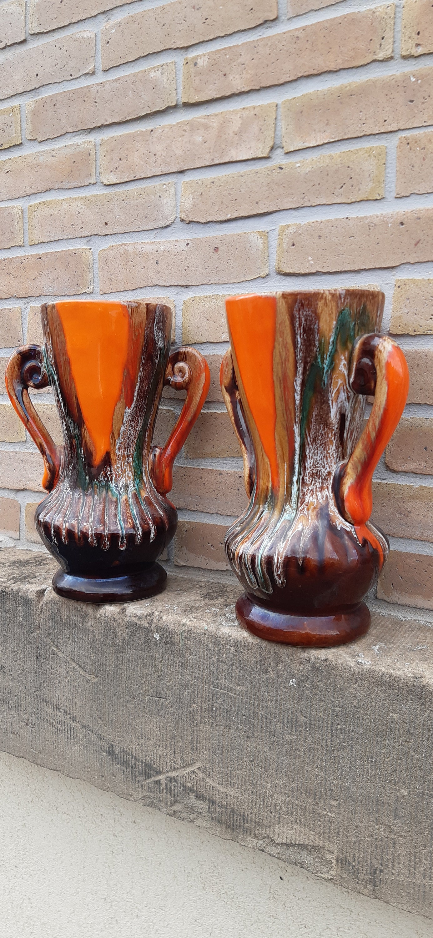 Paire de Vases Faience Vallauris French Pair Of Vase
