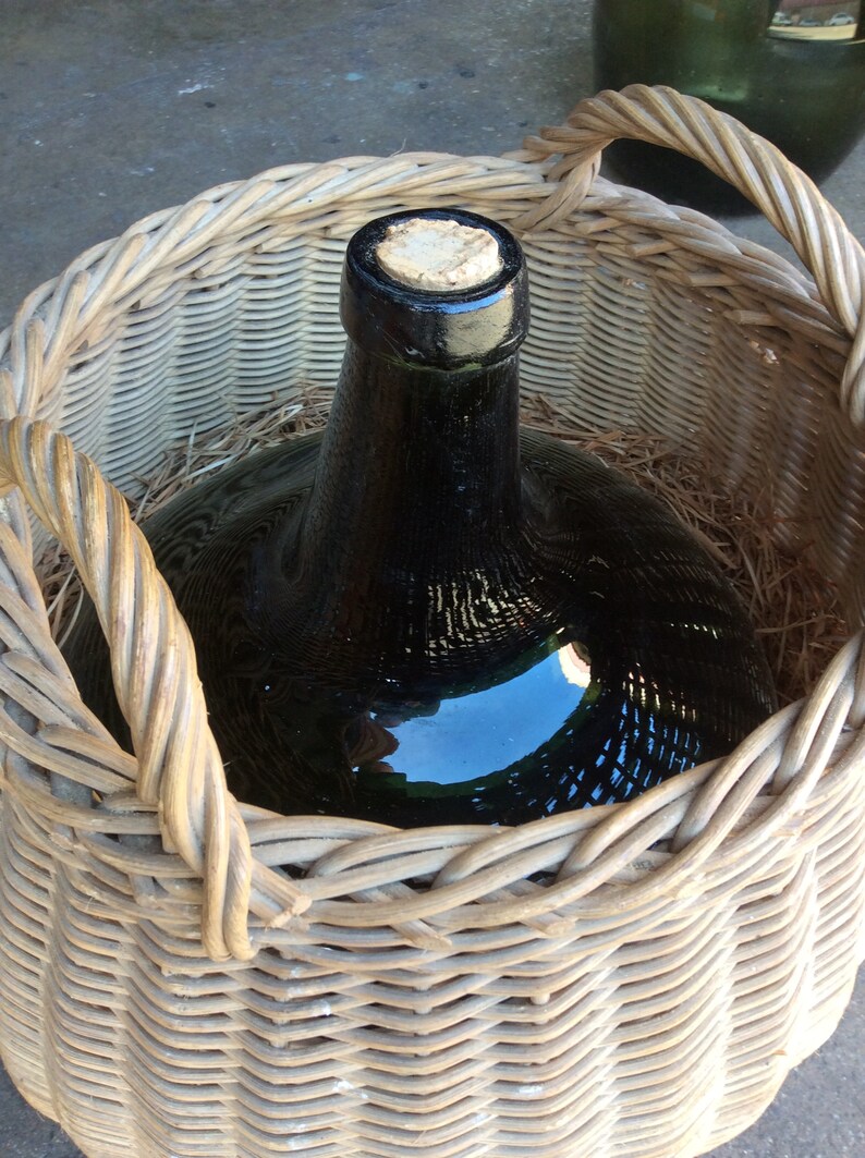 783 Giant Antique FRENCH Glass DEMIJOHN Carboy WICKER Basket Etsy