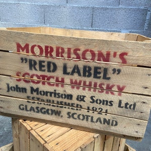 Vintage Wooden Whiskey Crate USA - Vintage Wooden Crates w Ad