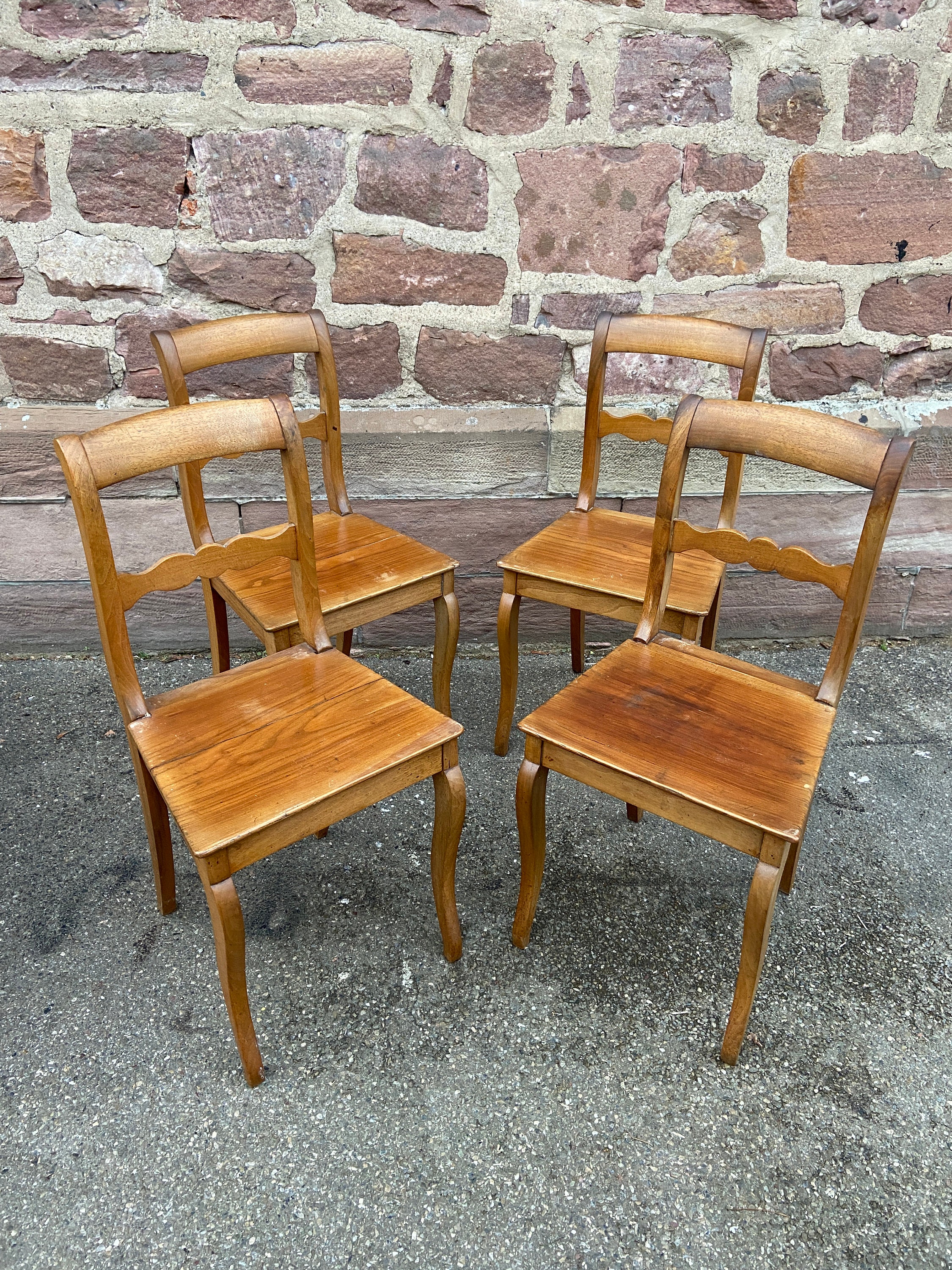 Set de 4 Chaises Époque Directoire Alsace Restaurant Taverne Brasserie 1820S French Wood Chairs No B