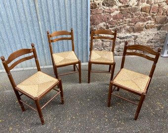 rif 688 Set di 4 sedie contadine vintage sedie in rattan contadino Bistrot francese Brasserie No legno curvato