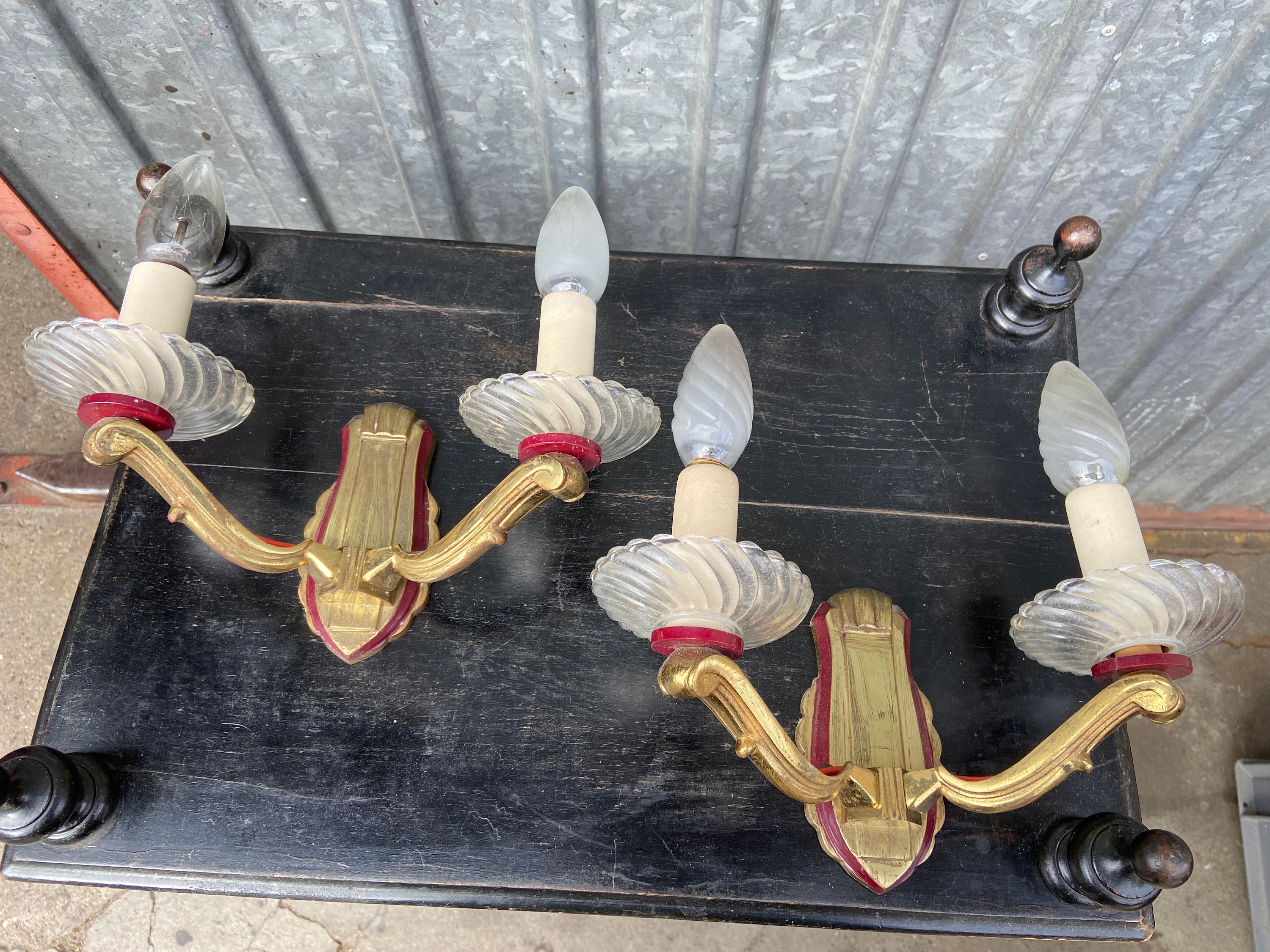 Paire d'appliques Mid-Century Art Deco Vintage French 60S Sconces