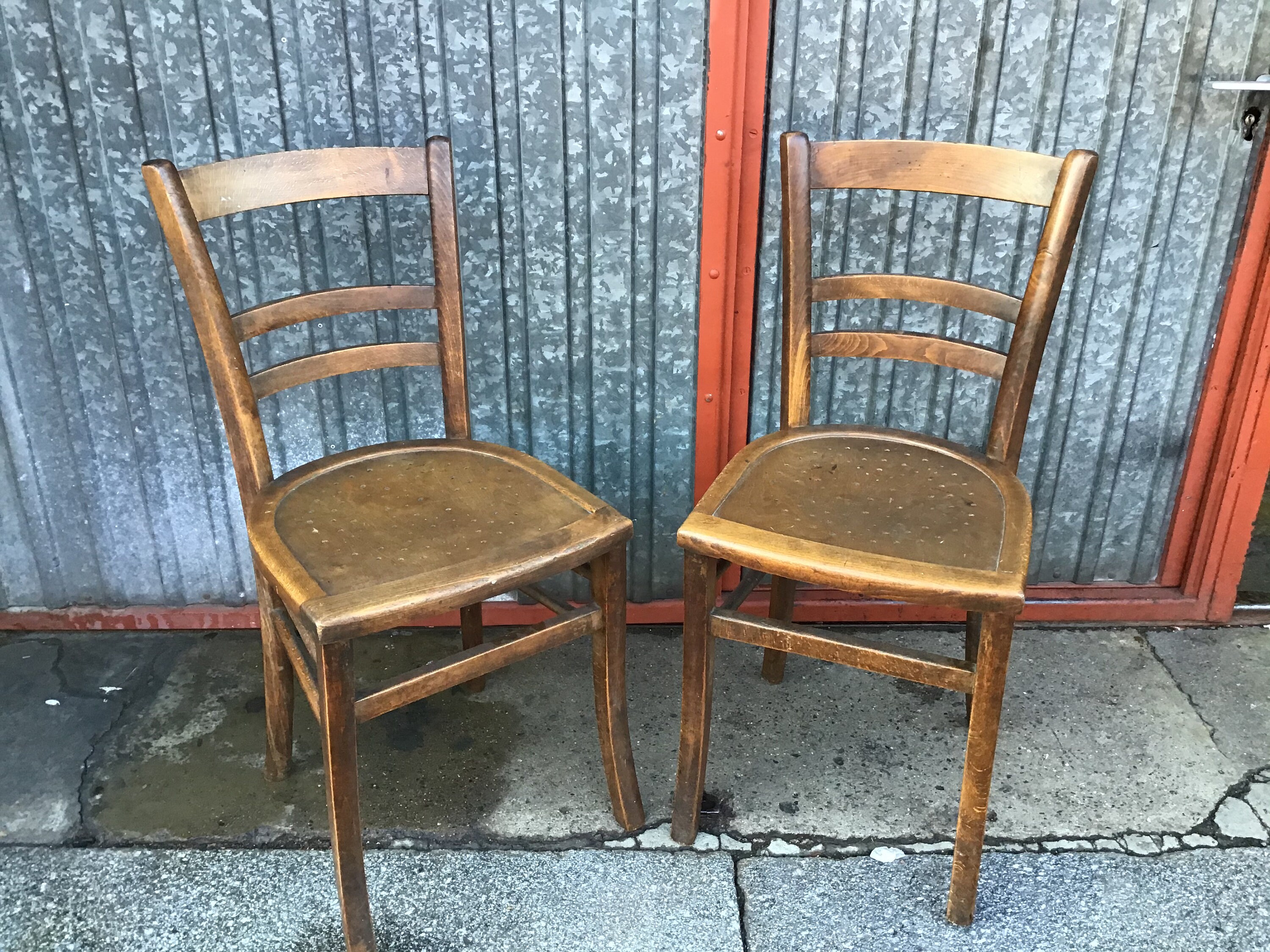 2 Chaises Bistrot 1950 Brasserie Bois Courbé Bentwood Chair Shabby Chic Baumann Thonet